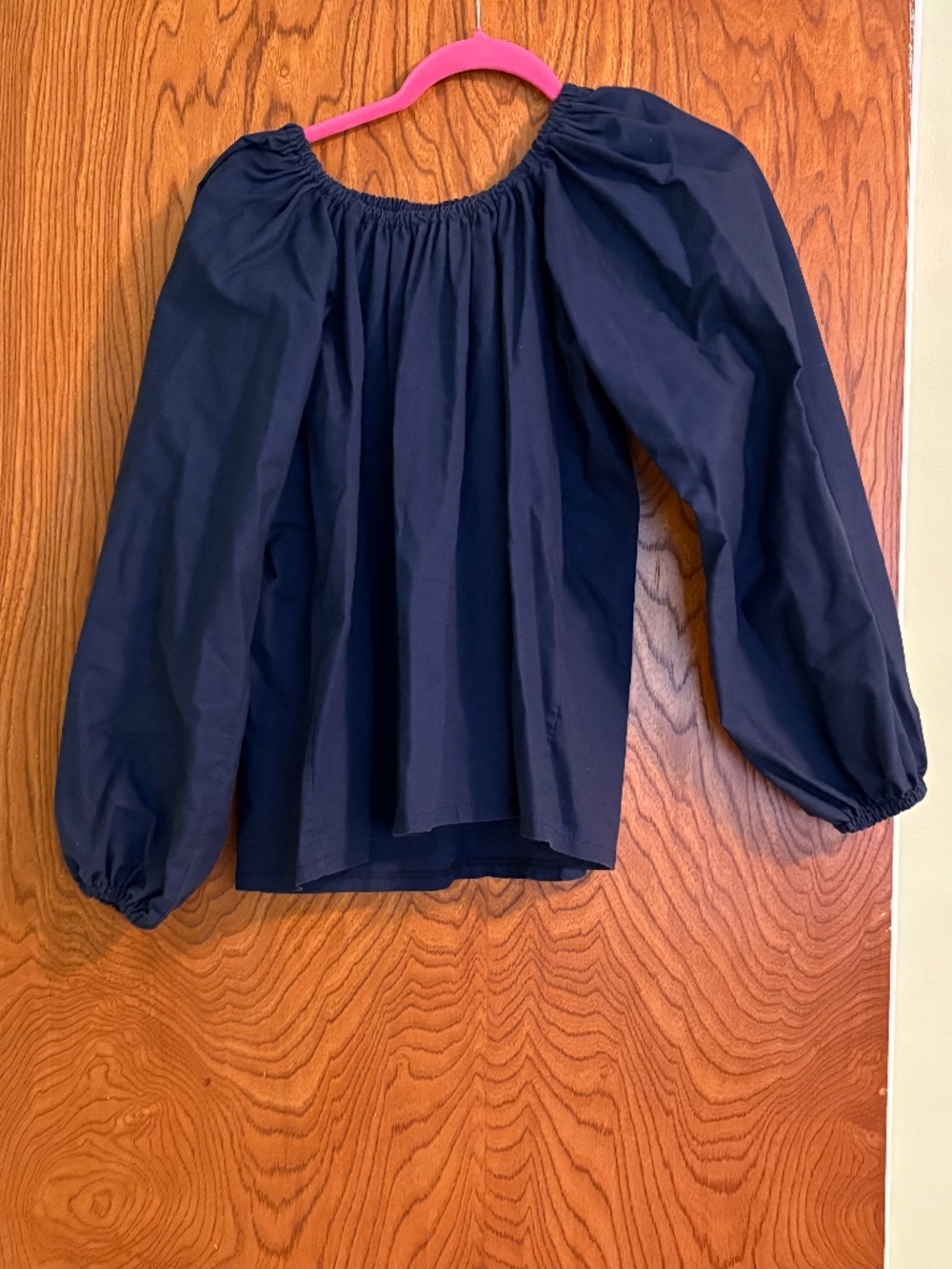 Set of four peasant blouses in navy, baby blue, forest green, lavender, XS
